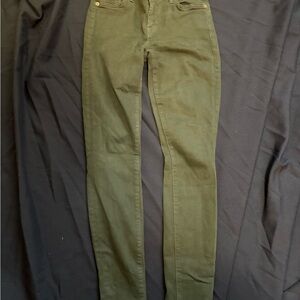 7 For All Mankind Dark Olive The Ankle Skinny Jean